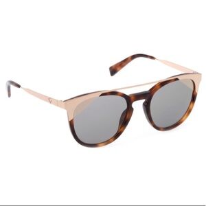 Furla Brown Tortoise Shiny Frame Gold Tone Accent Havana Smoke Lens Sunglasses